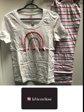 NWT LA VIE EN ROSE WOMEN'S COTTON PAJAMA SET (S, M, XL)